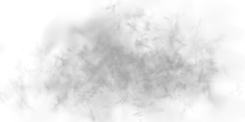 Grey smoke plumes rising over a white background. Atmospheric effects such as mist, fog, and clouds included. Realistic cutout smoke and cloud PNG vector illustration.