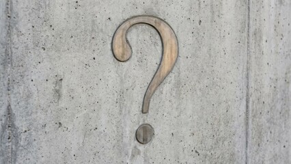 Closeup Grey Wall with Question and Doubt Concept with concrete, panorama, floor, grey, wall, closeup, photo