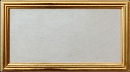 Fototapeta premium Rectangular picture frame with a gold-colored border. the frame is made of wood and has a smooth, polished finish. the edges of the frame are slightly curved, giving it a classic and elegant look.