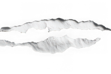 Torn paper edge, white textured ripped paper with rough border, isolated on transparent background, perfect for creative design or collage projects