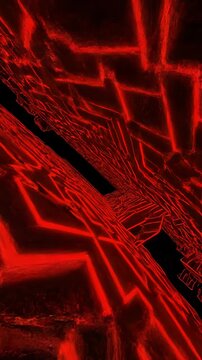 Abstract Red Grid Lines on Black Background, Futuristic Technology
