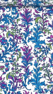 Scrolling Abstract Floral Pattern in Bright Colors