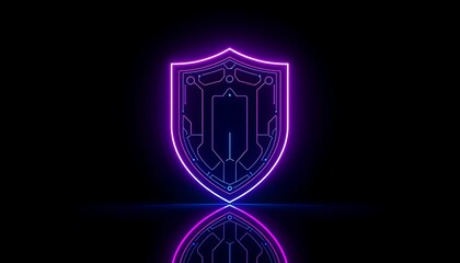 Cyber Security Neon Shield with Futuristic Data Protection Design