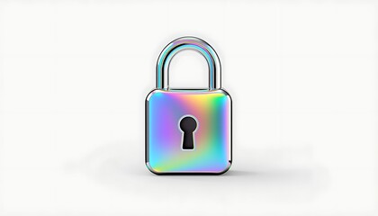Fototapeta premium Lock Secure Iridescent Padlock for Digital Privacy Concept