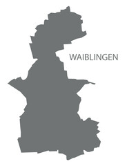 Waiblingen city map with boroughs grey illustration silhouette shape