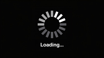 Loading animation with progress bar on black background