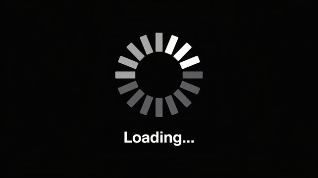 Loading animation with progress bar on black background