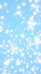 Obraz premium Soft winter snowflake pattern on light blue background, festive abstract snowfall with gentle glowing particles