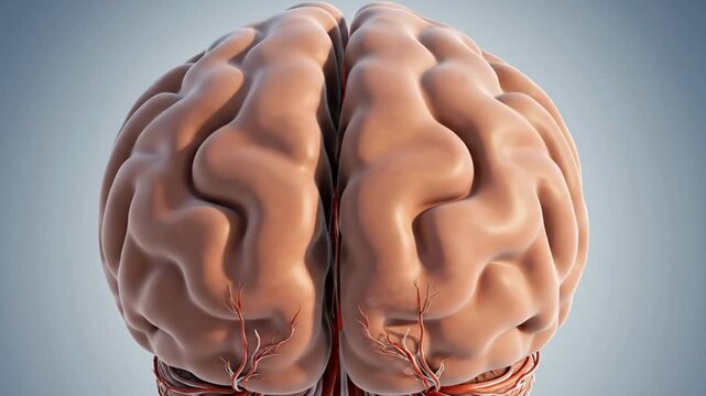 3D Brain Anatomy Model with Blue Lobe Highlighted, Medical Science Concept