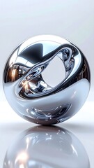 Abstract Chrome Sphere Futuristic Metallic Sculpture