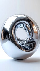 Abstract Chrome Sphere Futuristic Metallic Sculpture