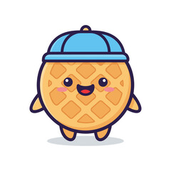 Adorable Cartoon Waffle Character with Chef Hat