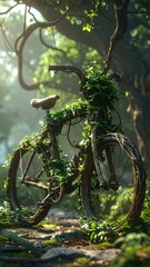 Moss Covered Bicycle in Enchanted Forest Light