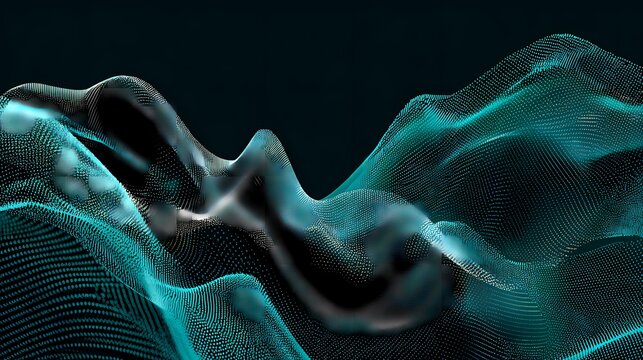 Abstract teal wave mesh background with digital fluid texture