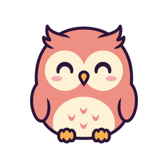 Adorable Pink Owl Vector Illustration