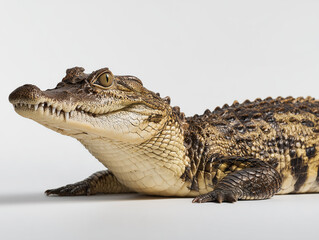 Obraz premium Young Crocodile with Open Mouth Isolated on White Background