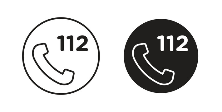 Emergency 112 call icons. Vector linear icon isolated on white background.