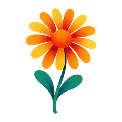 Fototapeta premium PNG Vibrant daisy illustration with leaves.