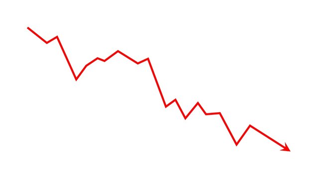 Business graph crash down with red arrow