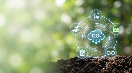 eco friendly concept with co2 cloud and green background