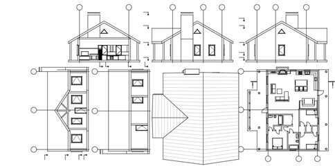 house traditional architecture plan 3d illustration	
