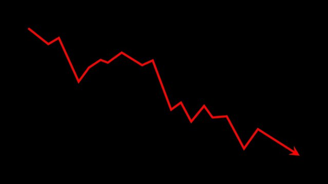 Business graph crash down with red arrow