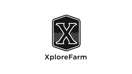 Naklejka premium XploreFarm Logo Design with Hexagonal Shield.