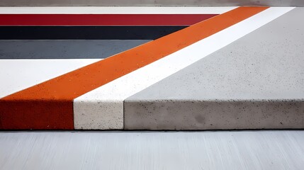 Fototapeta premium Close-up of colorful diagonal curb markings on urban pavement