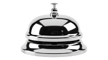 Chrome Hotel Reception Desk Bell Isolated on transparent background