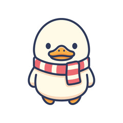 Adorable Cartoon Duck Wearing Red and White Scarf Illustration