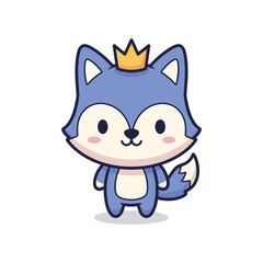 Royal Blue Wolf Cartoon Character Illustration