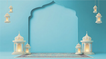 Islamic archway with lanterns