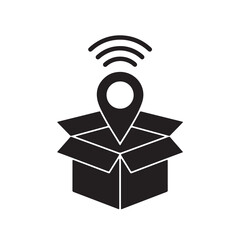 Box with a location pin + signal waves
