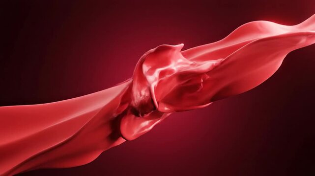 Abstract red liquid flowing dynamic shape elegant fluid motion digital art background