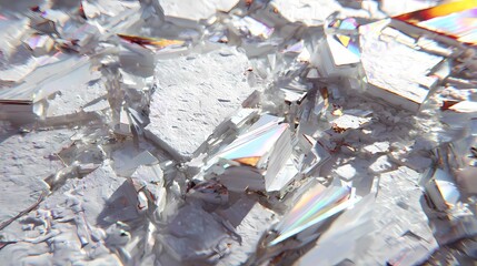 Fototapeta premium Close up of metallic foil flakes with iridescent reflections