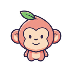 Adorable Cartoon Peach Monkey Illustration