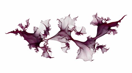 Abstract purple ink splash with smoky fluid shapes on white background