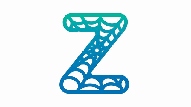 A stylized letter Z graphic with a gradient of blue to teal and an intricate web-like pattern