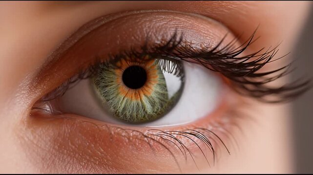 The close-up shows human eyes with sharp irises in different lighting and angles. Focus on eye details and coloration in indoor environment