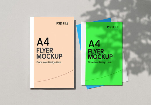 Two A4 Flyer Mockups with Botanical Shadows