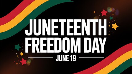 Naklejka premium Juneteenth freedom day celebration with colorful ribbons and stars on dark background high quality professional detailed modern elegant stylish