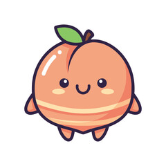 Cute Cartoon Peach Character Illustration
