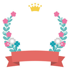 花束とリボンのかわいいフレーム(王冠) - アワードランキング素材