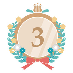 花束とリボン(蝶々結び)のかわいいイラストフレーム(銀)