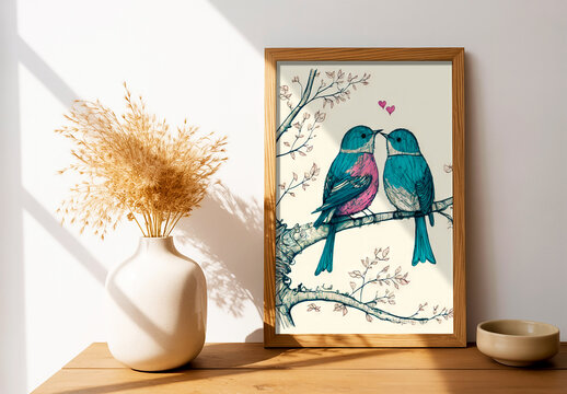 Vertical Wooden Frame Mockup