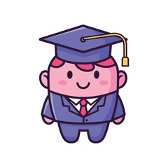 Cartoon Graduate Boy in Cap and Gown Illustration