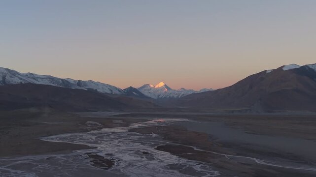 Aerial Drone Footage of Mount Everest in the Distance, Tibet