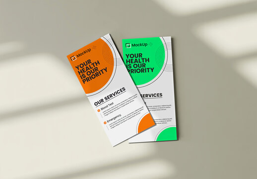 DL Flyer Mockup Duo with Realistic Shadow