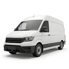   Modern white delivery van isolated on white background