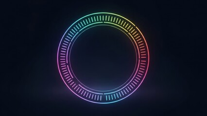 Futuristic neon circular HUD ring on dark background